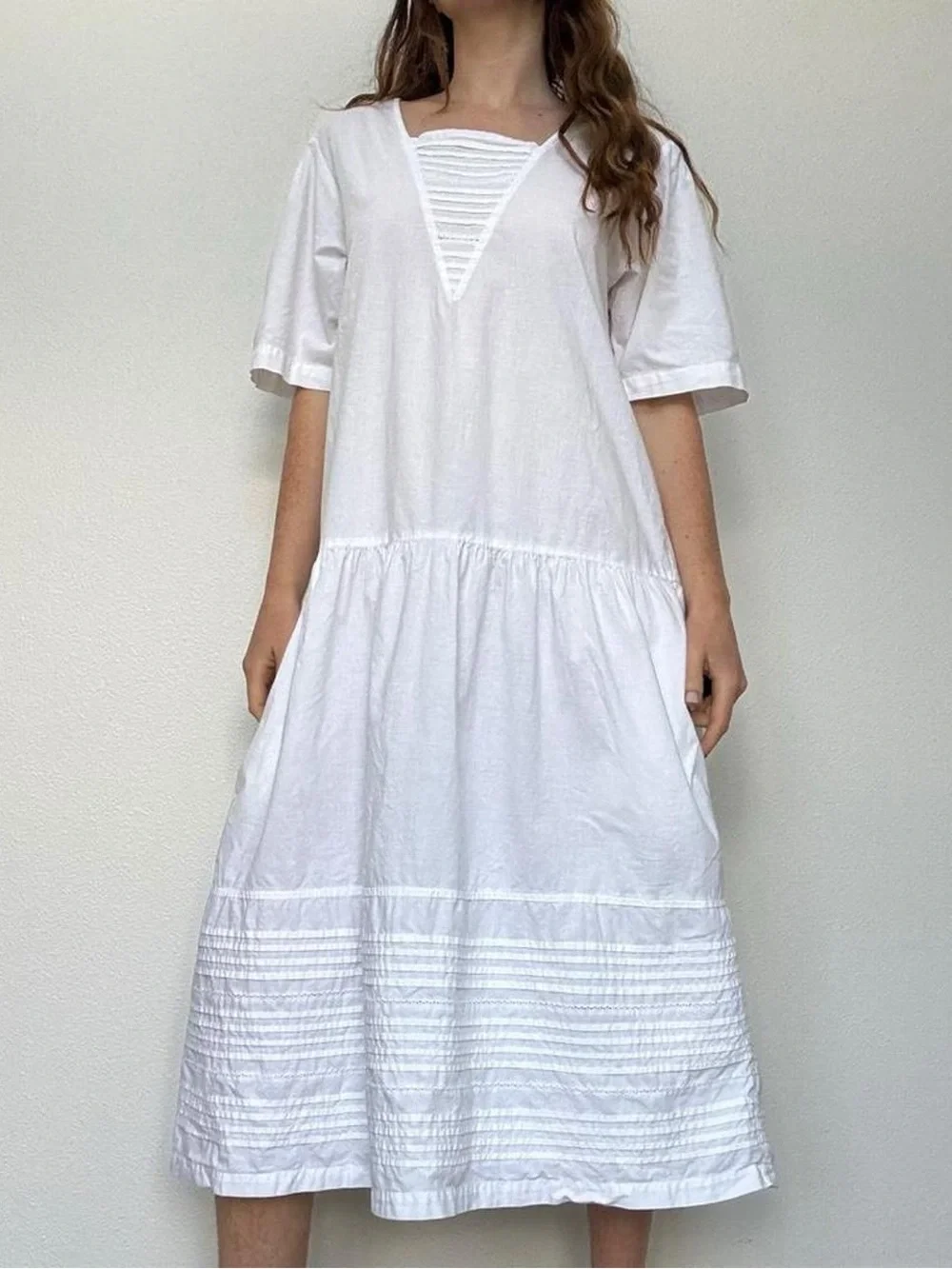 white cotton drop waist dress Karielle Asymmetric Drop Waist Maxi Dress Blue